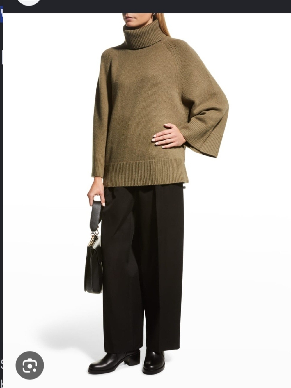 Theory Olive Green Ribbed Turtleneck Sweater